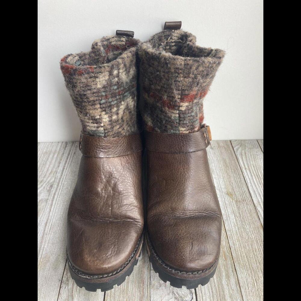 WOOLRICH BALTIMORE Harness Brown Leather Wool Boots US 8 Women's Buckle Boot - Picture 3 of 9